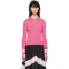 Valentino Logo-intarsia Striped Stretch-knit Sweater In Rosa