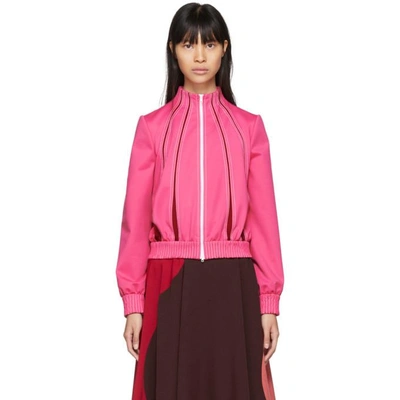 Valentino Zip-front Jersey Track Jacket With Insets In Pink