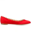 Chloé Lauren Scalloped Suede Ballet Flats In Red