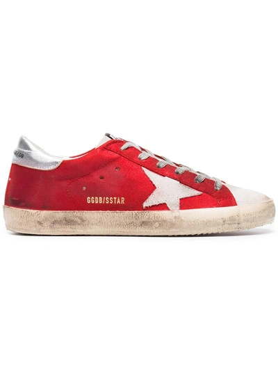 Golden Goose 20mm Super Star Glittered Suede Sneakers In Red