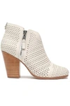 RAG & BONE WOMAN LASER-CUT LEATHER ANKLE BOOTS IVORY,US 4772211930055488