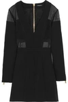 BALMAIN WOMAN CHIFFON-PANELED JERSEY MINI DRESS BLACK,US 4772211931782377