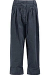 JW ANDERSON Cropped pleated cotton-poplin straight-leg pants,US 4772211933620470