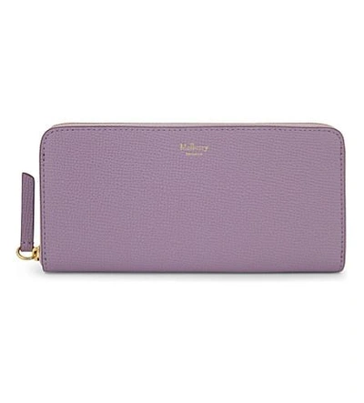 Mulberry Logo Leather Wallet In Lilac