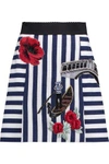 DOLCE & GABBANA APPLIQUÉD STRIPED STRETCH-COTTON MINI SKIRT,3074457345618001093