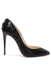 CHRISTIAN LOUBOUTIN PIGALLE FOLLIES 100 FRINGED PATENT-LEATHER PUMPS