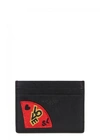 SAINT LAURENT BLACK APPLIQUÉD LEATHER CARD HOLDER