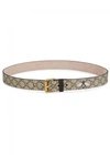 GUCCI TAUPE MONOGRAMMED LEATHER BELT