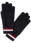 MONCLER NAVY STRIPED WOOL GLOVES