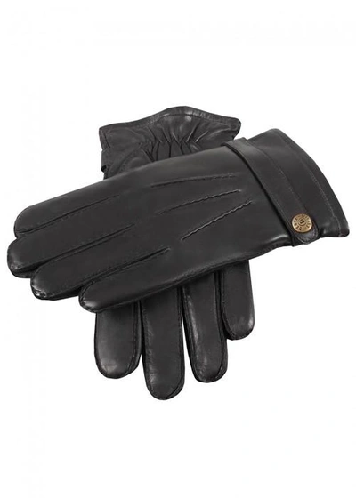 Dents Carlisle Black Fur-lined Leather Gloves