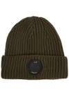 C.P. COMPANY ARMY GREEN WOOL BEANIE