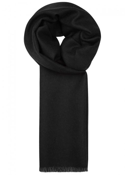 Gucci Gg Reversible Wool Scarf In Black And Grey