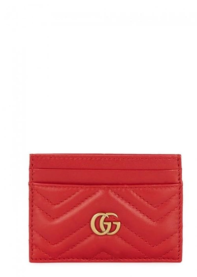 Gucci Gg Marmont Red Leather Card Holder