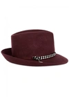 STELLA MCCARTNEY BURGUNDY CHAIN-EMBELLISHED WOOL TRILBY