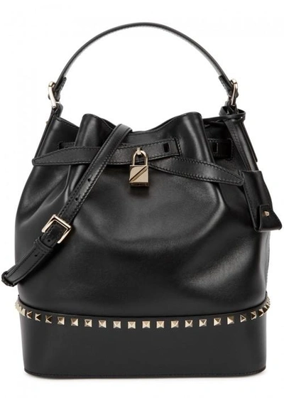 Valentino Garavani Lovestud Black Leather Bucket Bag