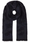 ARMANI COLLEZIONI NAVY FLORAL-JACQUARD SCARF