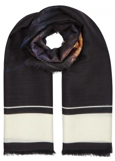 Givenchy Rottweiler Printed Silk Blend Scarf In Black