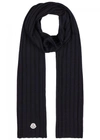MONCLER NAVY RIBBED WOOL SCARF