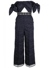 SELF-PORTRAIT NAVY CUT-OUT BRODERIE ANGLAISE JUMPSUIT