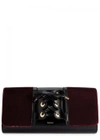 PERRIN PARIS LE CORSET LEATHER AND VELVET CLUTCH