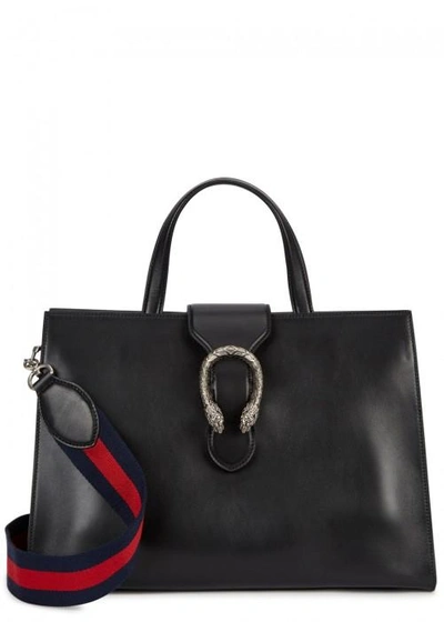 Gucci Dionysus Large Leather Tote In Black