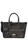 VALENTINO GARAVANI DEMILUNE BLACK STUDDED LEATHER TOTE