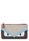 FENDI MONSTER-APPLIQUÉD SAFFIANO LEATHER POUCH