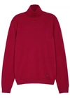 ARMANI COLLEZIONI CLARET ROLL-NECK WOOL JUMPER