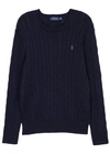 POLO RALPH LAUREN NAVY CABLE-KNIT COTTON JUMPER