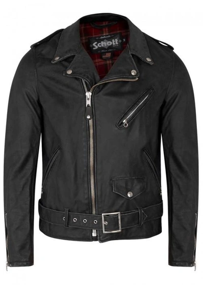 Schott Black Leather Biker Jacket