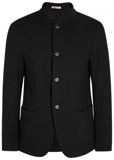 Armani Collezioni Black Textured Cotton Blend Jacket