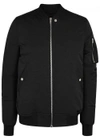 RICK OWENS BLACK COTTON BLEND BOMBER JACKET