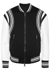 NEIL BARRETT MONOCHROME LEATHER AND JERSEY BOMBER JACKET