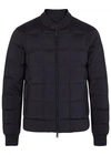 ARMANI JEANS NAVY QUILTED SHELL BOMBER JACKET