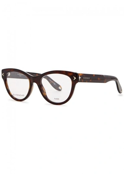 Givenchy Tortoiseshell Cat-eye Optical Glasses In Dark Brown