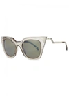 FENDI IRIDIA DOVE GREY EMBELLISHED CAT EYE SUNGLASSES