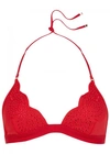 STELLA MCCARTNEY RED EYELET-EMBROIDERED BIKINI TOP