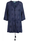 MELISSA ODABASH LOUISE NAVY EMBROIDERED VOILE DRESS