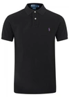 Polo Ralph Lauren Black Slim Piqué Cotton Polo Shirt In Black