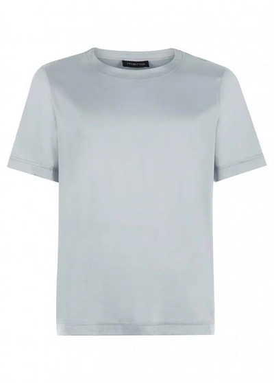 Meng Stretchy Silk Satin T-shirt. In Silver