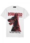 DSQUARED2 WHITE DOG-PRINT COTTON T-SHIRT