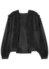 ISABEL MARANT NELL BLACK LACE-TRIMMED BLOUSE