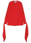 GIVENCHY RED DRAPED SILK BLOUSE