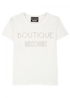 BOUTIQUE MOSCHINO OFF WHITE LOGO COTTON T-SHIRT