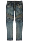 BALMAIN BLUE SKINNY BIKER JEANS