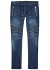 BALMAIN BLUE SKINNY BIKER JEANS