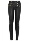 BALMAIN BLACK SKINNY LEATHER TROUSERS