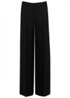 ALEXANDER MCQUEEN BLACK WIDE-LEG WOOL BLEND TUXEDO TROUSERS