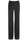 VALENTINO BLACK BOW-EMBELLISHED WOOL BLEND TROUSERS