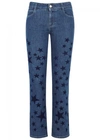 STELLA MCCARTNEY BLUE FLOCKED KICK-FLARE JEANS